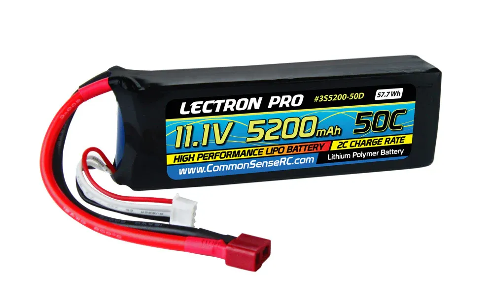 Lectron Pro 11.1V 5200mAh 50C Lipo Battery with Deans (3S5200-50D)