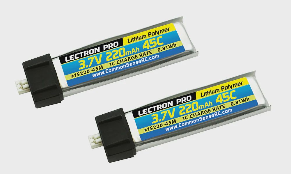 Lectron Pro 3.7V 220mAh 45C Lipo Battery 2-Pack (1S220-45M)