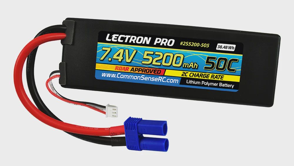 Lectron Pro 7.4V 5200mAh 50C Lipo Battery with EC5 Connector (2S5200-505)