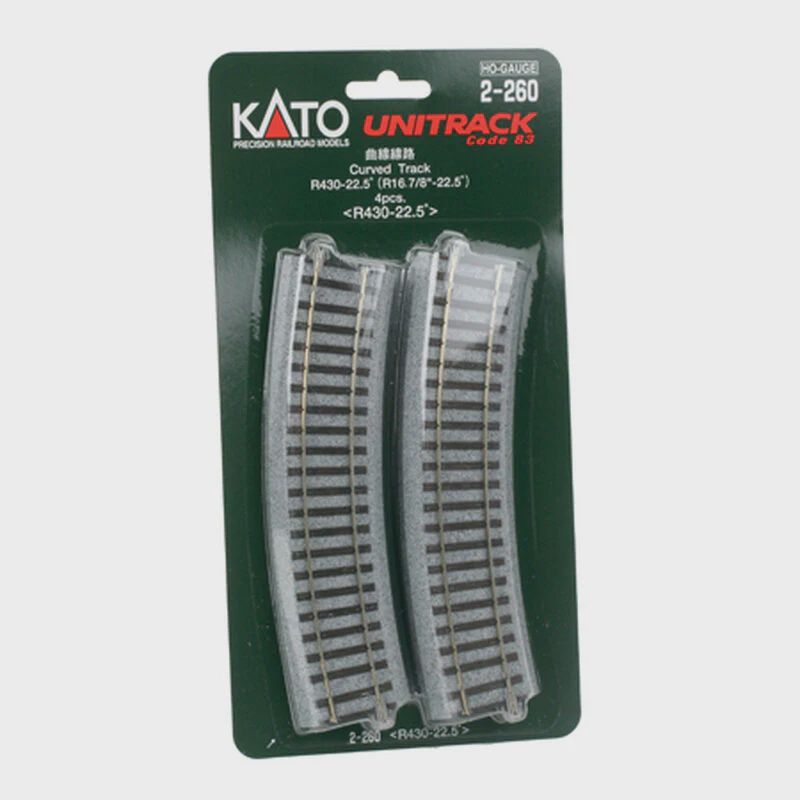 Kato HO 430mm 16-7/8" Radius Curve 22.5-Degree (4) (KAT2260)