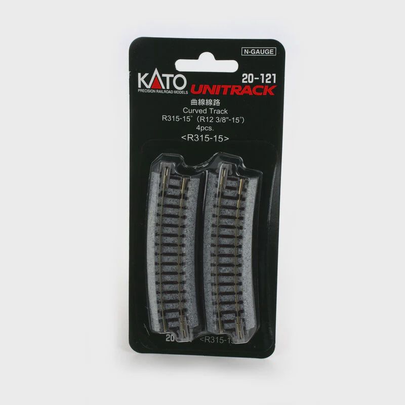 Kato N 315mm 12-3/8" Radius Curve 15-Degree (4) (KAT20121)