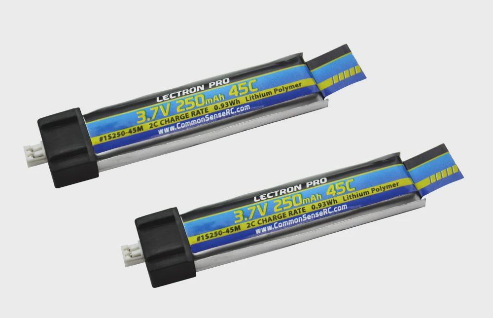 Lectron Pro 3.7V 250mAh 45C Lipo Battery 2-Pack (1S250-45M)