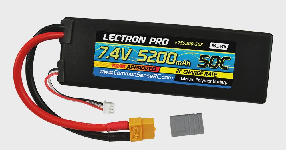 Lectron Pro 7.4V 5200mAh 50C Lipo Battery with XT60 Connector (2S5200-50X)