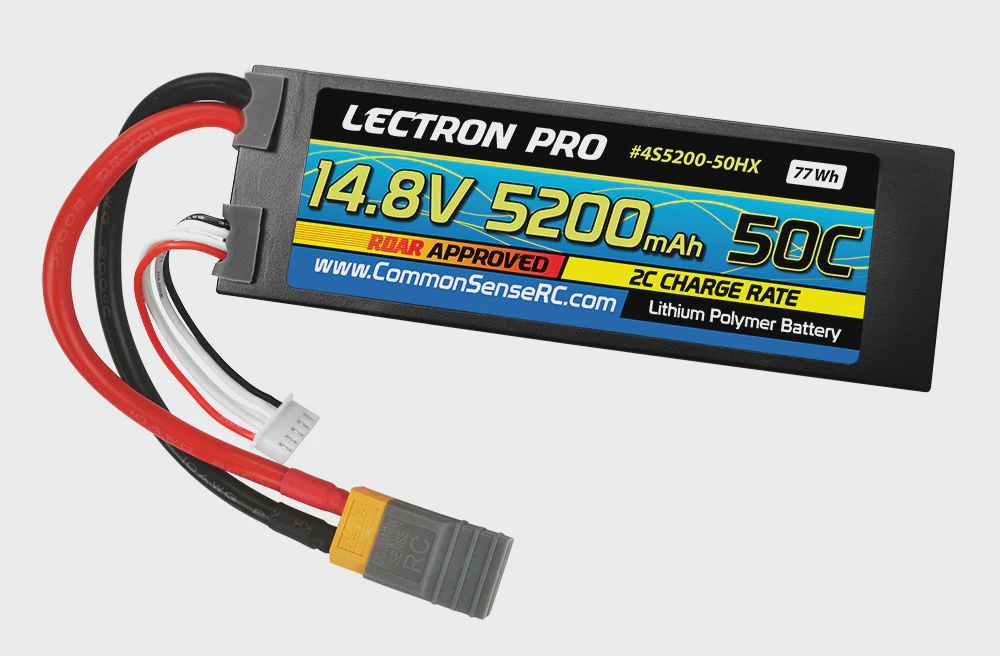 Lectron Pro 14.8V 5200mAh 50C Lipo Battery Hard Case with XT60 Connector (4S5200-50HX)