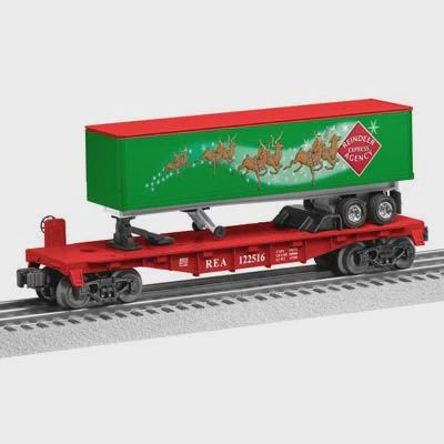Lionel REA Reindeer Express Agency Flatcar with long Trailer (LNL683313)