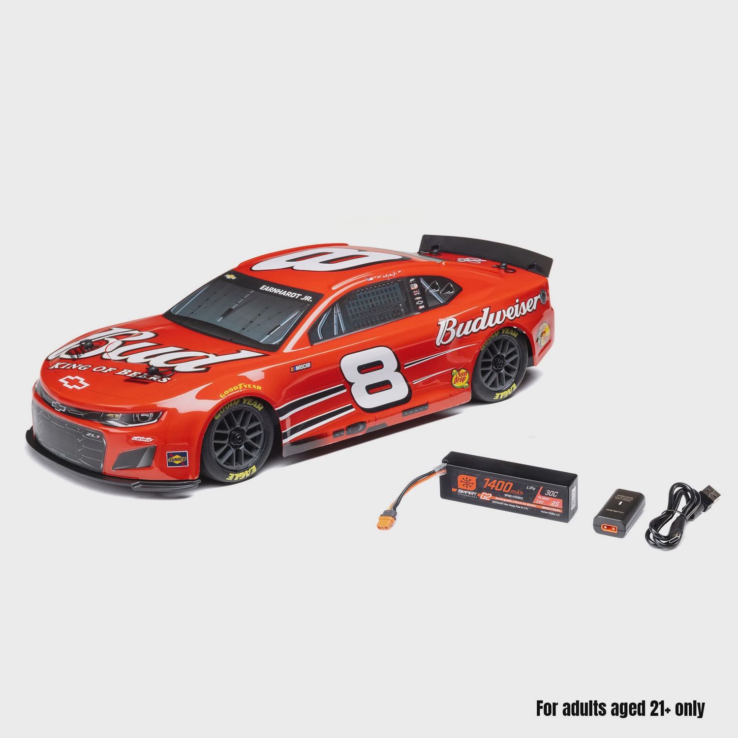 Losi 1/12 NASCAR RC Race Car Dale Earnhardt Jr. No. 8 Budweiser Chevrolet ZL1 2S AWD (LOSF1122508)