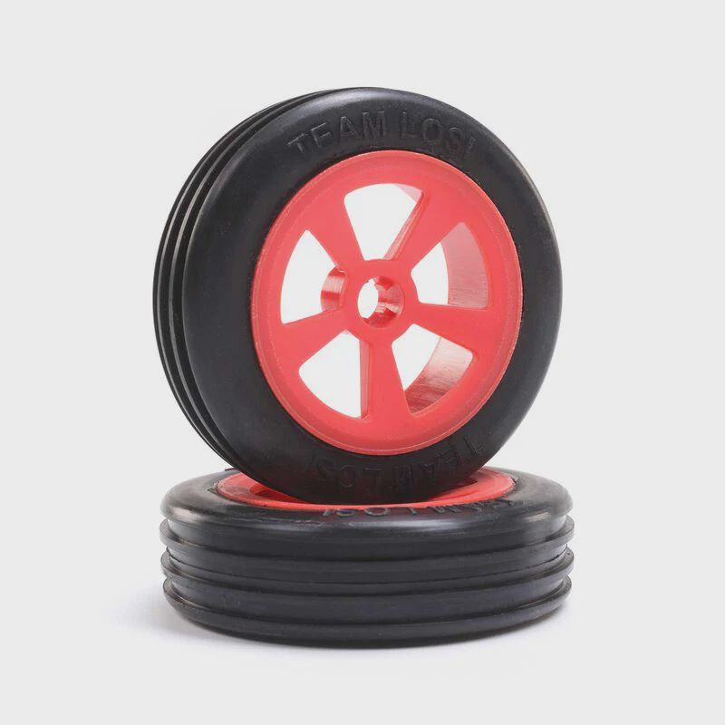 Losi Mini JRX2 Pre-Mounted Front Rib Tire (Red) (2) (LOS41020)