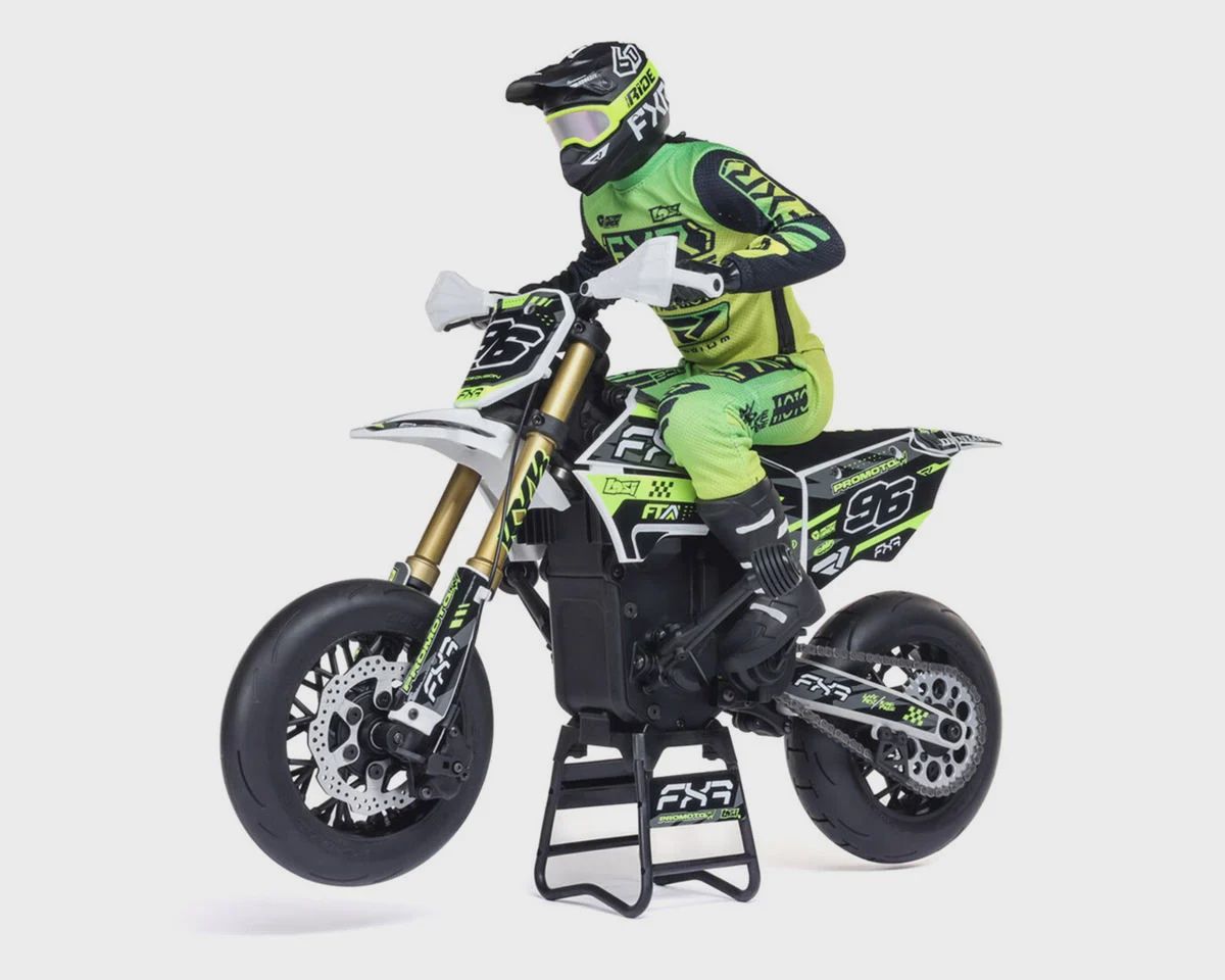 Losi Promoto-SM FXR Supermoto RTR 1/4 Brushless Motorcycle (White/FRX) w/2.4GHz Radio, Battery &amp; Charger (LOS-2310)