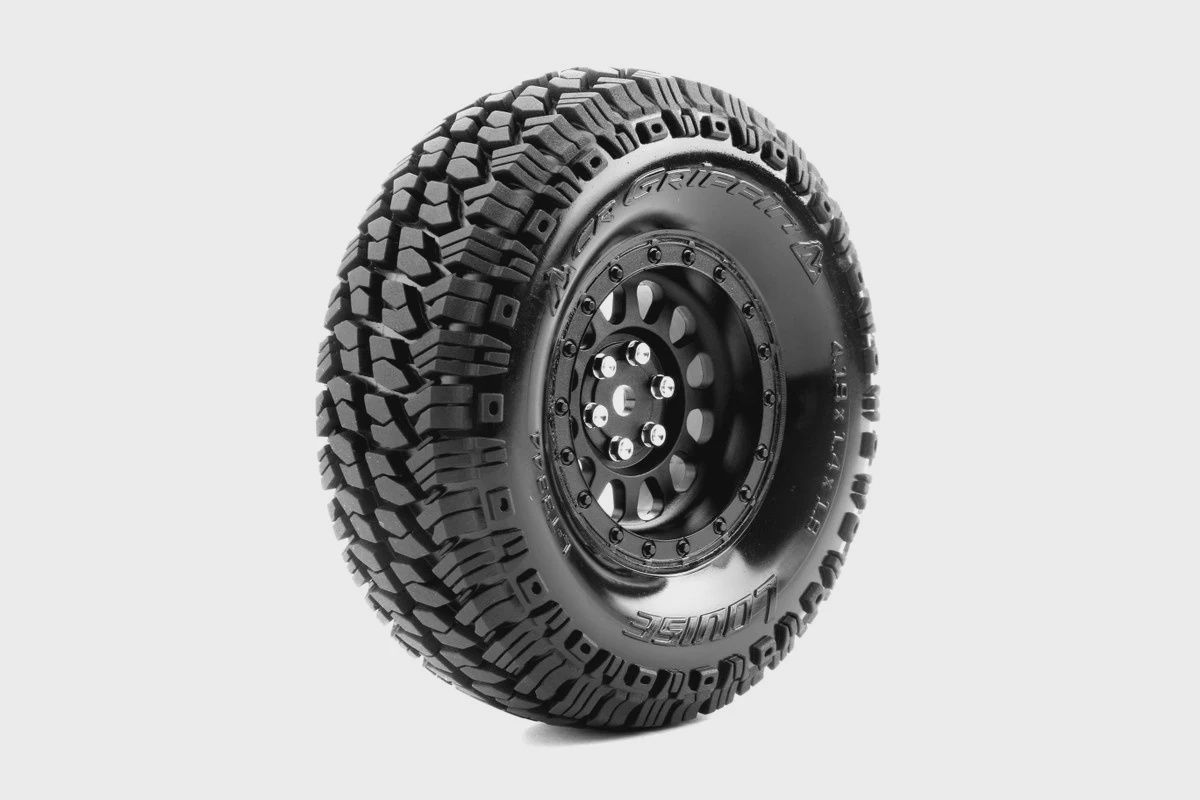 Louise R/C CR-Griffin 1/10 1.9" Crawler Class 1 Tires, 12mm Hex on Black Rim, Super Soft, Front/Rear (2) (LOULT3344VB)