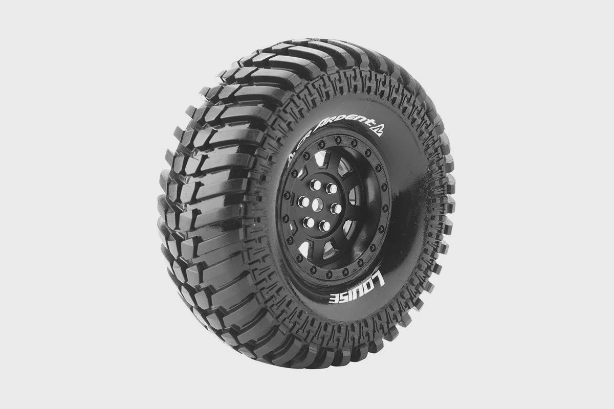 Louise R/C CR-Ardent 1/10 1.9"Crawler Tires,12mm Hex, Super Soft, Mounted on Black Rim, Front/Rear (2) (LOULT3232VB)