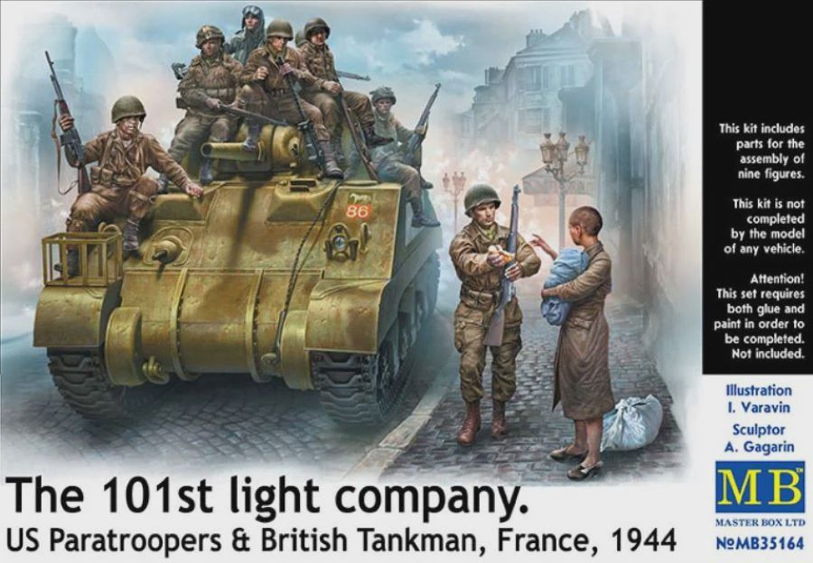 Masterbox 1/35 101th Light Company Paratroopers &amp; British Tankmen France 1944 (MTB35164)