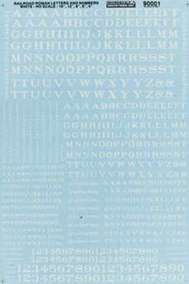 Micro Scale Alphabets &amp; Numbers - Railroad Roman -- White (460-90001)