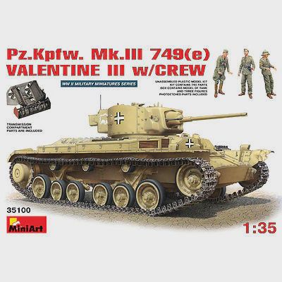 MiniArt Models 1/35 PzKpfw Mk III 749(e) Valentine III Tank w/3 Crew Kit (MNA35100)