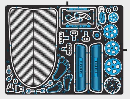 Model Car Garage 1/25 1934 Ford Horizontal Bar Grill Detail Set for AMT (Photo Etch) (MCG2286)
