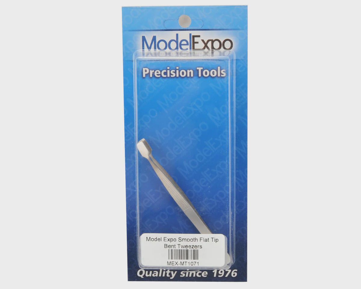 Model Expo Smooth Flat Tip Bent Tweezer #3 (MT1071)