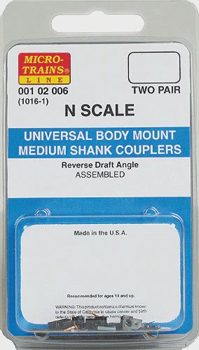 Micro Kato Coupler Conversion -- Fits SD40, Medium Shank - Assembled 2 Pairs (489-102006)