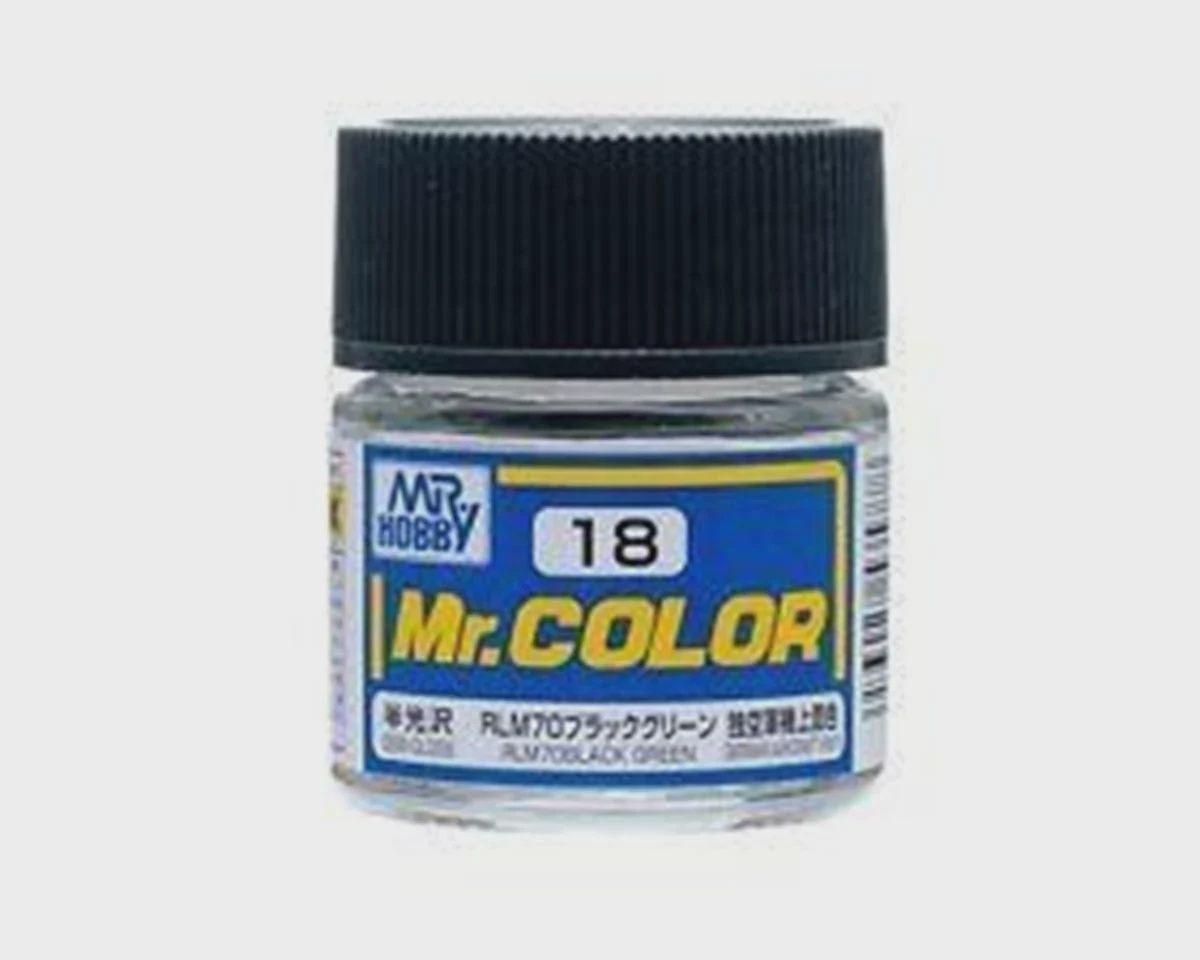 Mr. Hobby C18 Semi-Gloss RLM70 Black Green Acrylic Hobby Paint (10ml) (GUZC018)