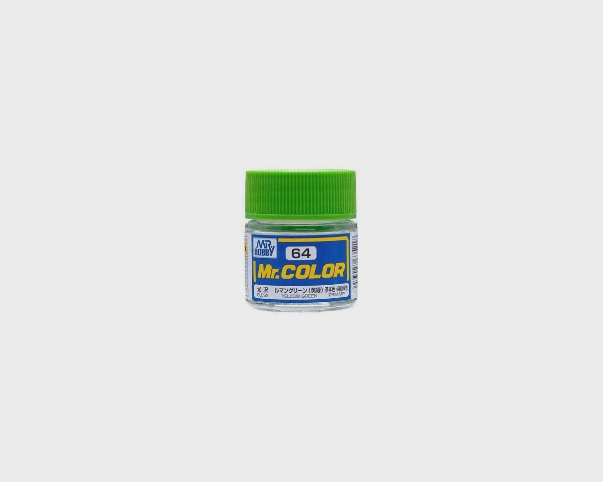 Mr. Hobby C64 Gloss Yellow Green Acrylic Hobby Paint (10ml) (GUZC064)