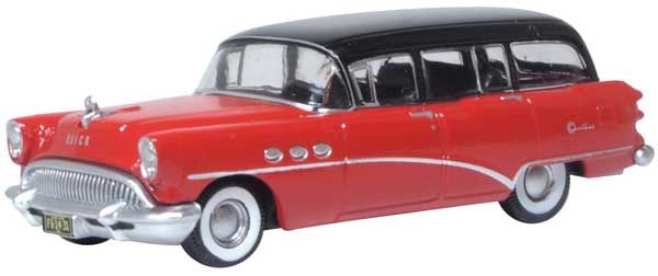 Oxford Diecast 1954 Buick Century Estate Station Wagon - Assembled -- Matador Red, Carlsbad Black (553-87BCE54004)