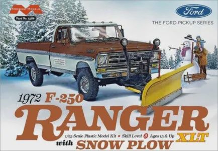 Moebuis 1972 F0RD F-250 4x4 with Snow Plow Plastic Model Kit (MOE2568)