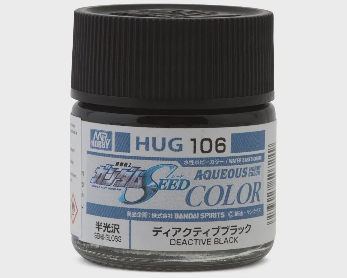 Mr. Hobby "Aqueous Gundam Color" Acrylic paint (Gundam Black) (10ml) (Semi Gloss) (GUZHUG106)