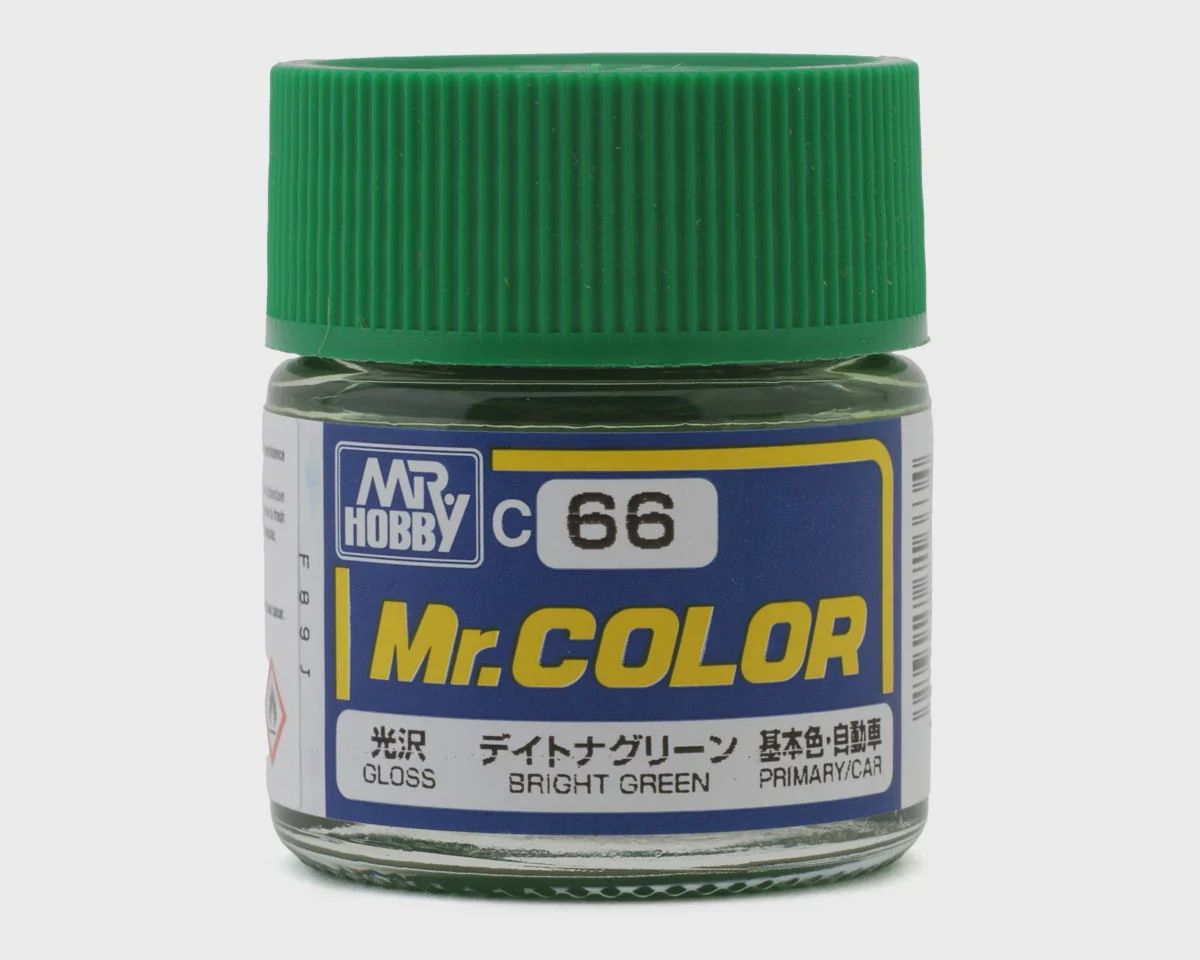 Mr. Hobby C66 Gloss Bright Green Acrylic Hobby Paint (10ml) (GUZC066)