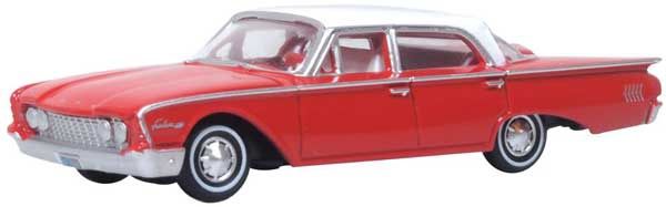Oxford Diecast 1960 Ford Fairlane 500 Town Sedan - Assembled -- Monte Carlo Red, Corinthian White (553-87FF60001)