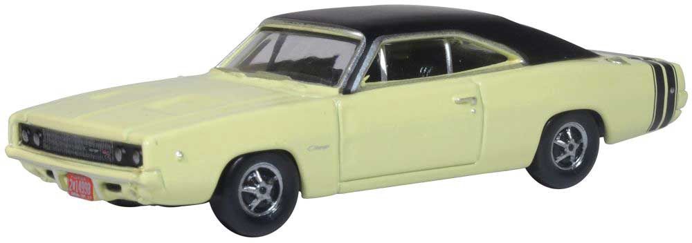 Oxford DieCast 1968 Dodge Charger - Assembled -- Yellow, Black (553-87DC68004)
