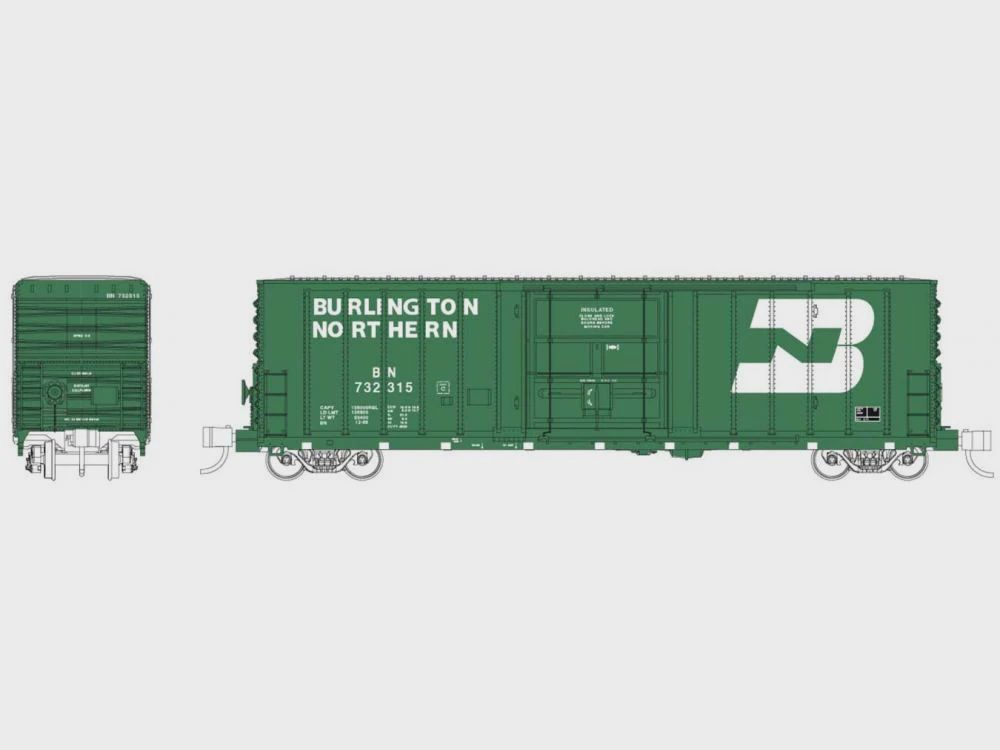 Pacific Car &amp; Foundry 70-Ton 50' Exterior-Post Insulated Boxcar - Ready to Run -- Burlington Northern 732301 (80500000061163E)