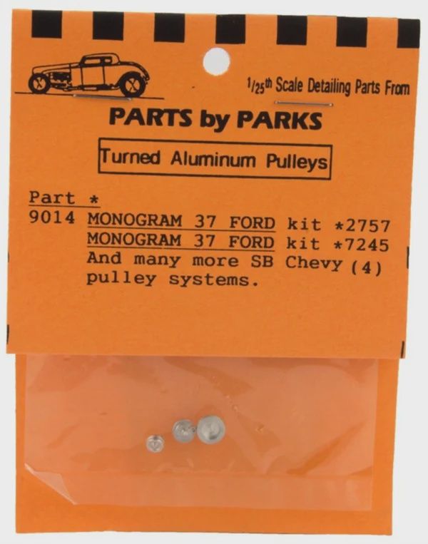 Parts by Parks 1/24-1/25 Pulley Set 1937 Ford &amp; SB Chevy (Spun Aluminum) (4) (PBP-9014)