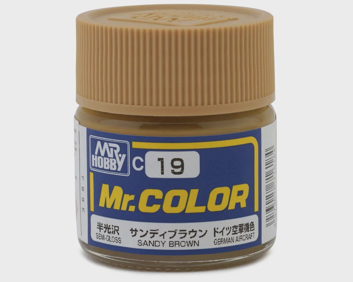 Mr. Hobby C19 Semi-Gloss Sandy Brown Acrylic Hobby Paint (10ml) (GUZC019)