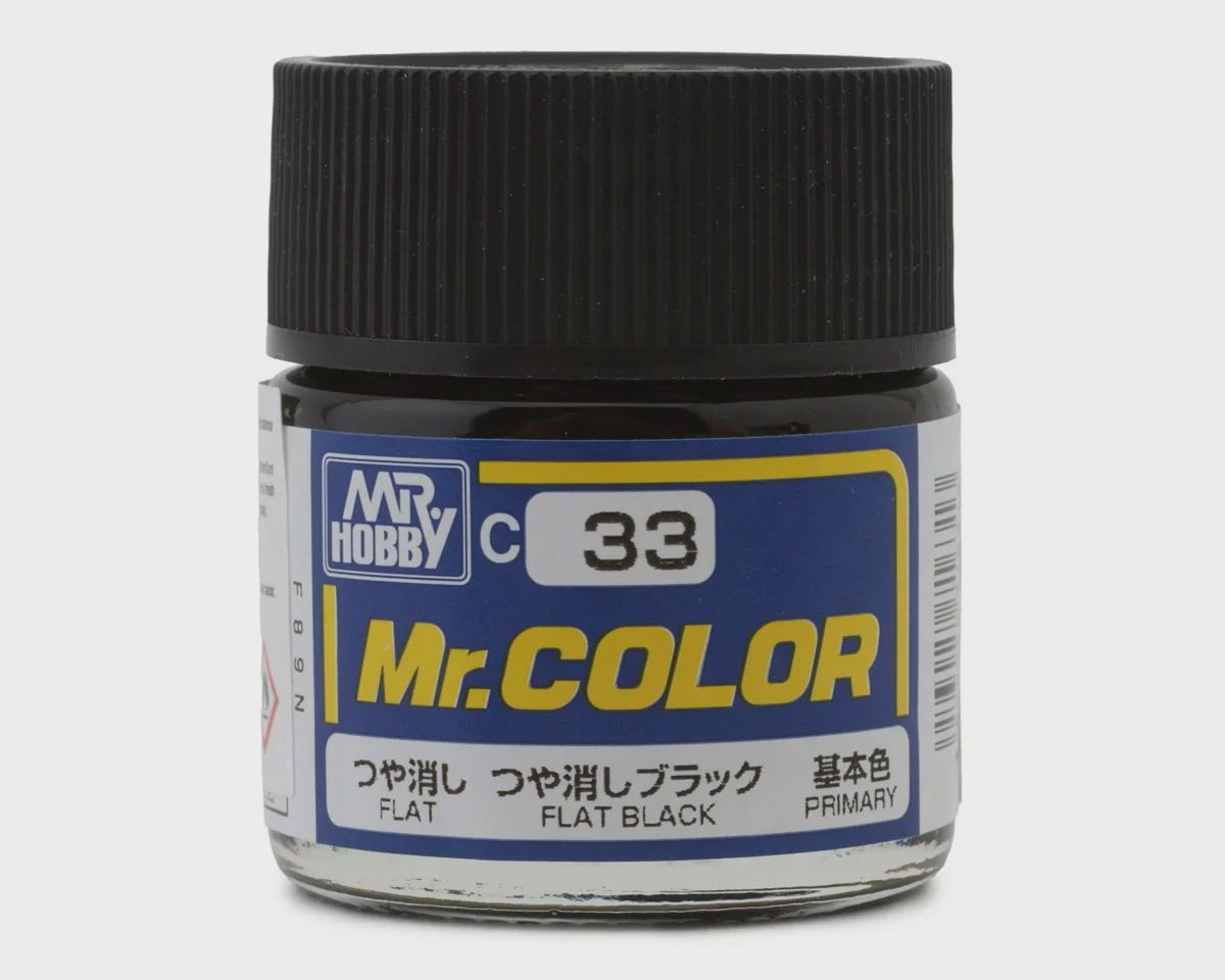 Mr. Hobby C33 Flat Black Acrylic Hobby Paint (10ml) (GUZC033)