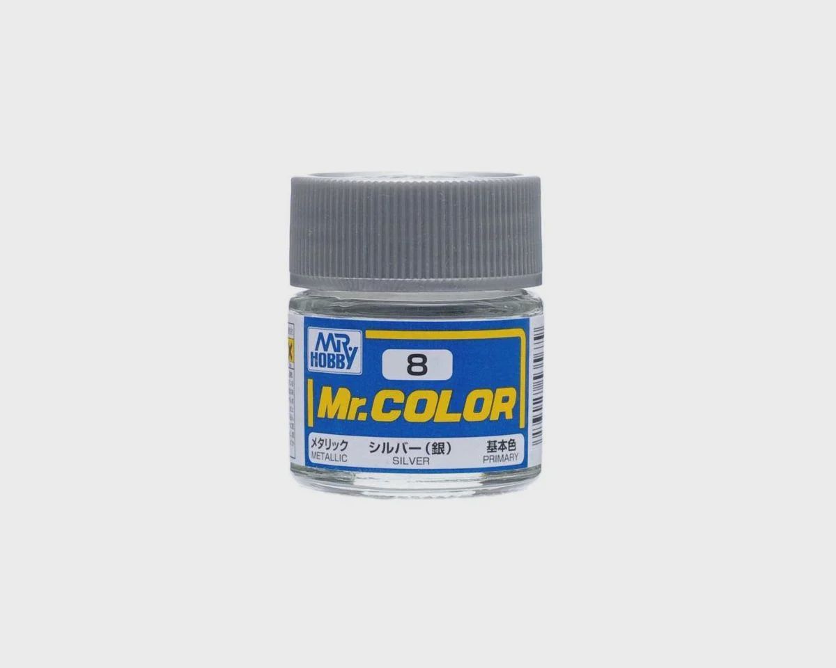 Mr. Hobby C8 Metallic Silver Acrylic Hobby Paint (10ml) (GUZC008)