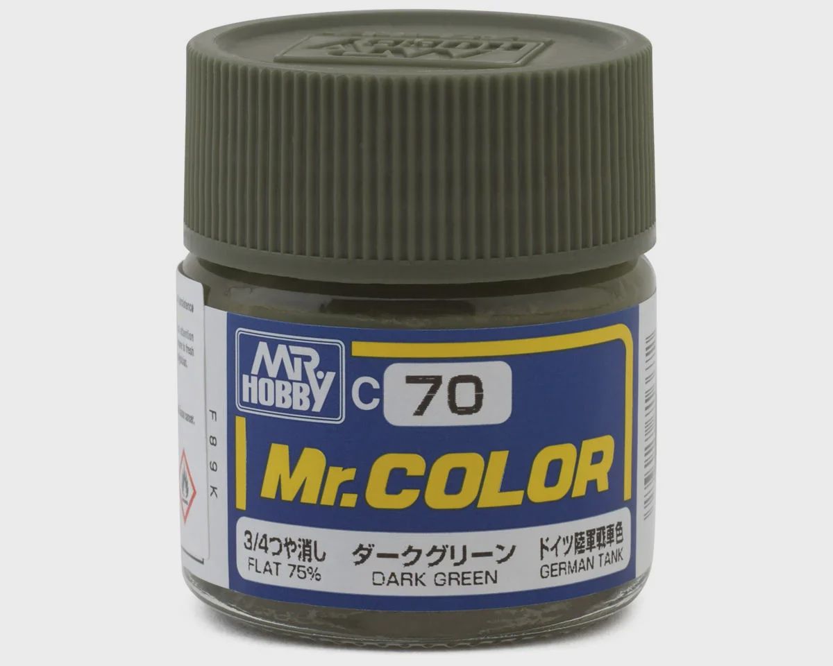Mr. Hobby C70 Flat Dark Green Acrylic Hobby Paint (10ml) (GUZC070)