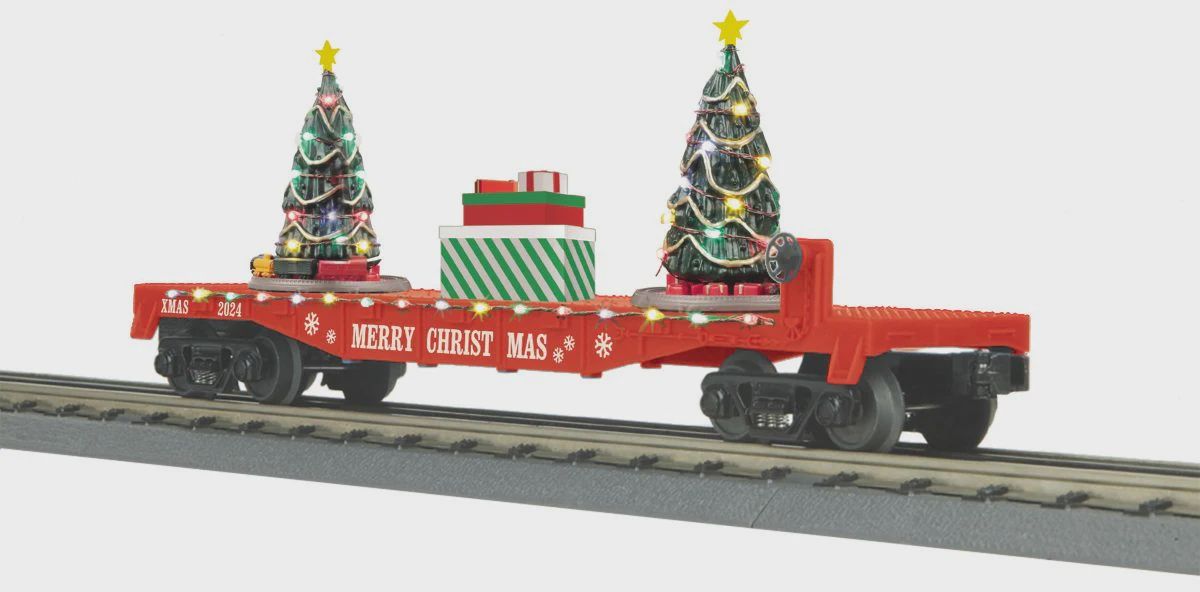 MTH O Christmas Flatcar w/Lighted Trees/red (MTH3076922)