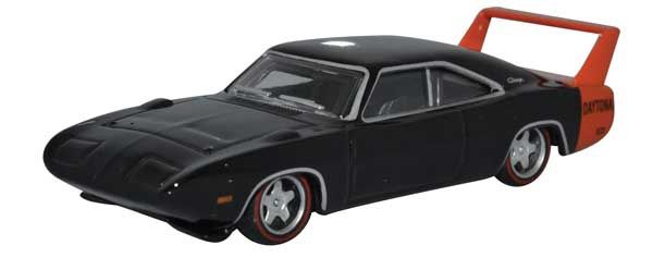 Oxford Diecast 1969 Dodge Charger Daytona - Assembled -- Black, Red (553-87DD69001)