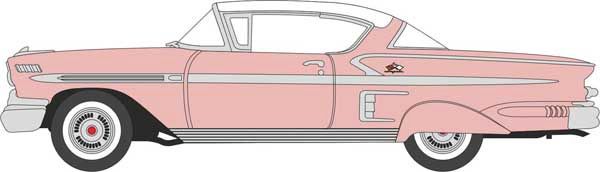Oxford DieCastv 1958 Chevrolet Impala Sport Coupe - Metallic Cay Coral, Snowcrest White (553-87CIS58001)