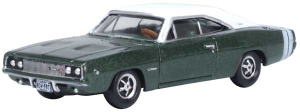 Oxford Diecast 1968 Dodge Charger - Assembled -- Racing Green, White (553-87DC68005)