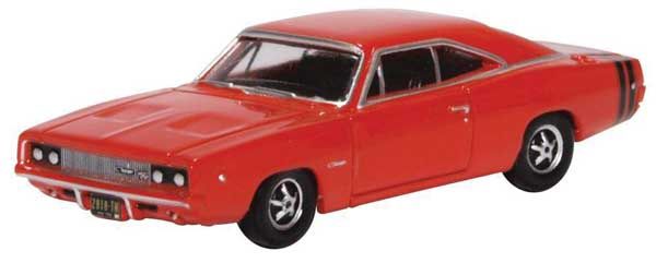 Oxford DieCast 1968 Dodge Charger - Assembled -- Red, Black (553-87DC68001)