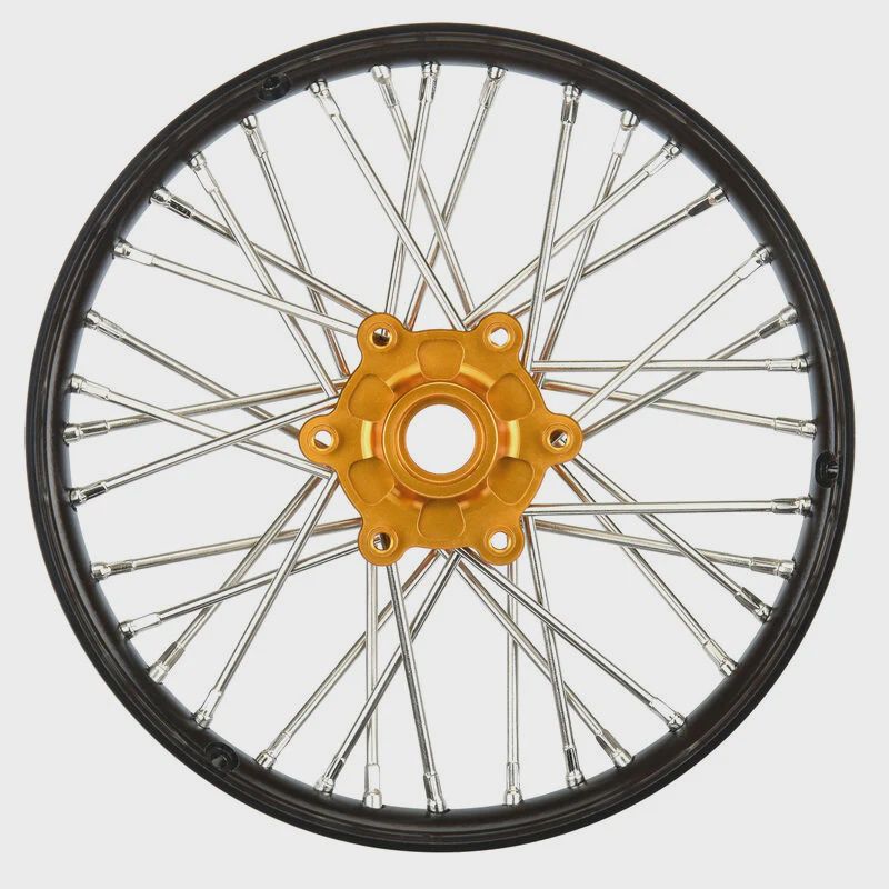 Pro-Line 1/4 Pro-Spec Aluminum V2 Bead Front Wheel Black/Gold (1): Promoto-MX (PRO283600T3)