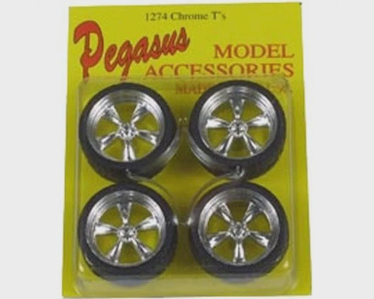 Pegasus Hobbies 1/24-1/25 T's 19" Chrome Rims W/Tires (4) (PGH1274)