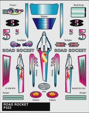 PineCar Road Rocket Stick-on Decal (PIN322)