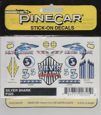 PineCar Silver Shark Stick-on Decal (PINP325)