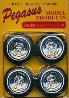 Pegasus 1/24-1/25 Reverse Chrome Rims w/Tires (4) (PGH1125)
