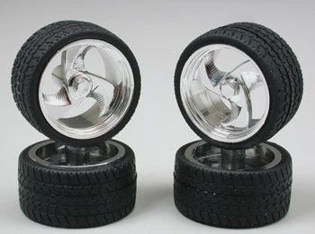Pegasus Hobbies Tri Blade Chrome Rims/Tires (4) (PGH1202)