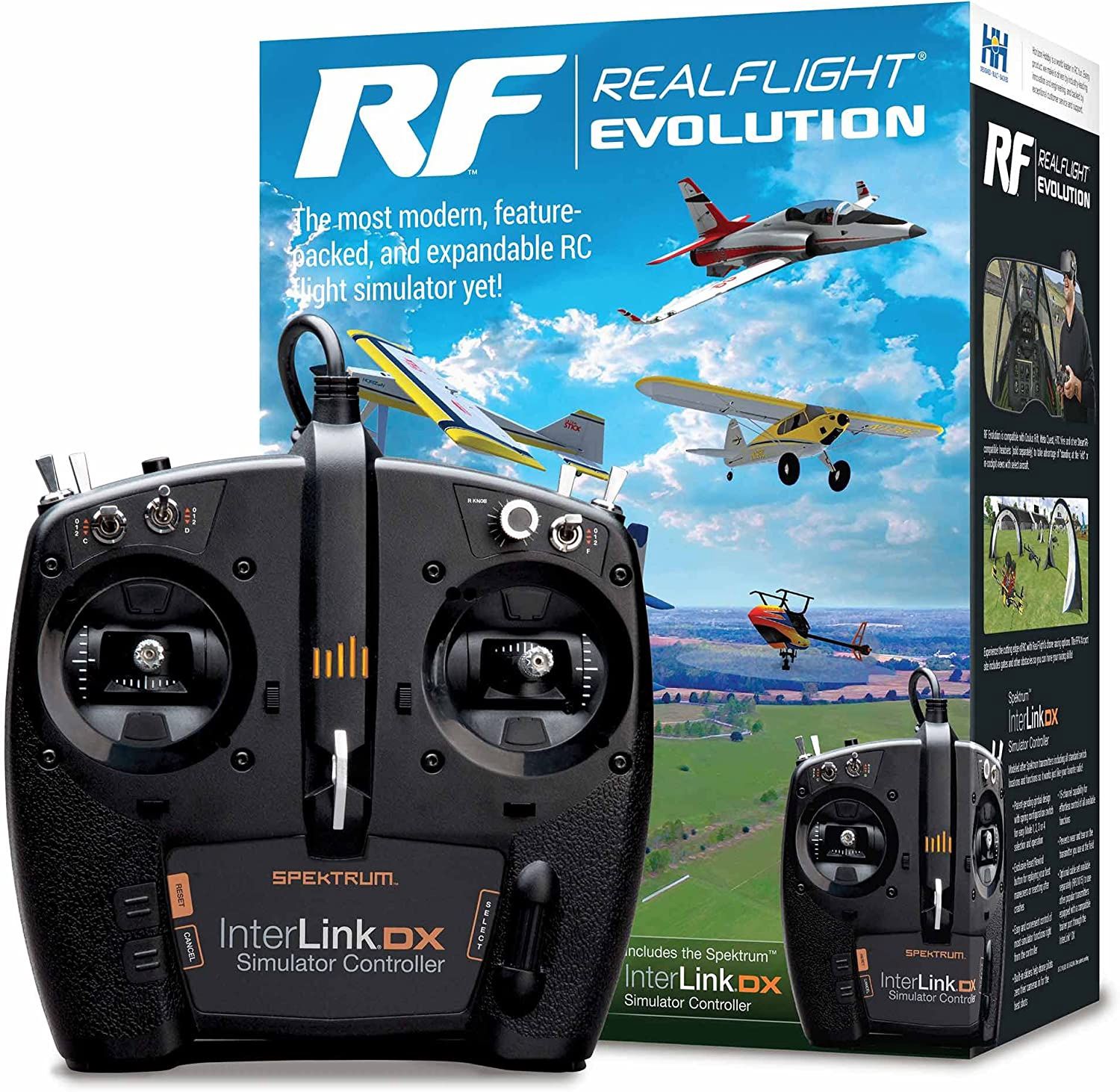 RealFlight Evolution RC Flight Simulator with Interlink DX Controller Included RFL2000 Air/Heli Simulators Compatible with VR headsets Online Multiplayer Options (RFL2000)