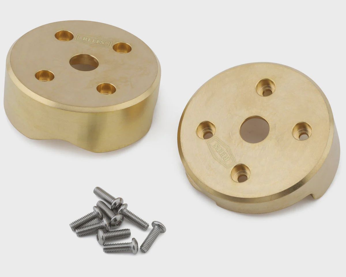 Reefs RC Axial SCX10 Pro Brass Outer Portal Covers (Gold) (2) (89g) (SEHREEFS180)