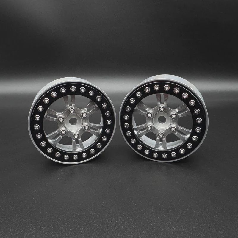 Reefs RC BLADE 1.9" Aluminum Beadlock Wheels w/Reef Hubs &amp; Rings (Silver) (2) (SEHREEFS205)