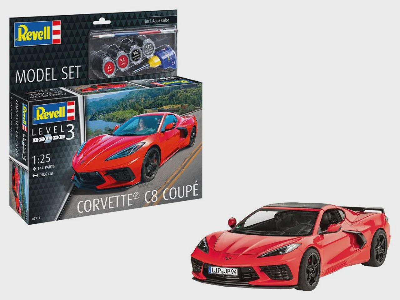 Revell Corvette C8 Coupe Car w/paint &amp; glue 1/24 Revell Germany (RVL67714)