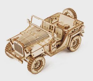 Robotime Scale Model Vehicles; Army 4x4 Field Car (ROEMC701)
